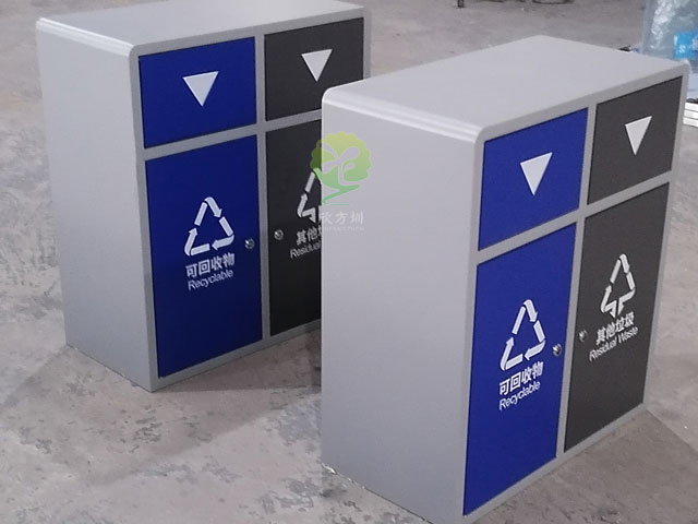 校园户外分类垃圾桶钣金防锈耐用工厂生产图