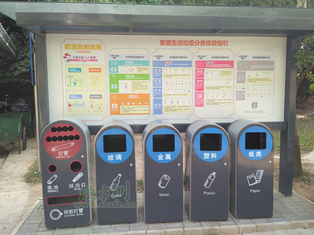 钢制分类收集容器_钢制资源回收箱-城市垃圾分类收集容器定制