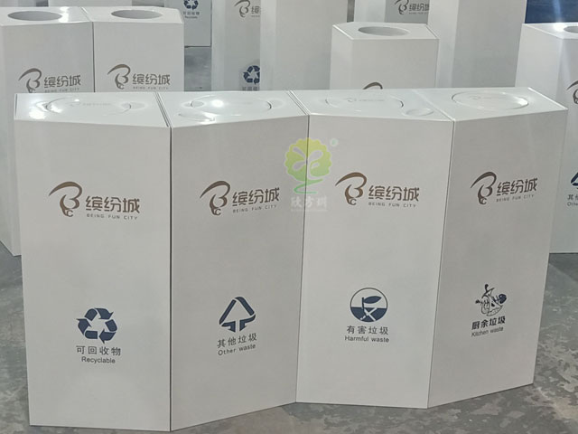 广州商场不锈钢室内垃圾箱白色喷塑美观耐用