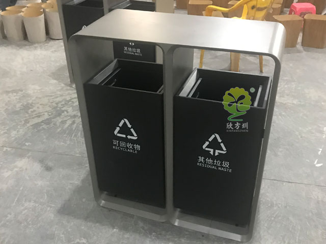 福田城市形象更新不锈钢户外分类垃圾桶精致美观