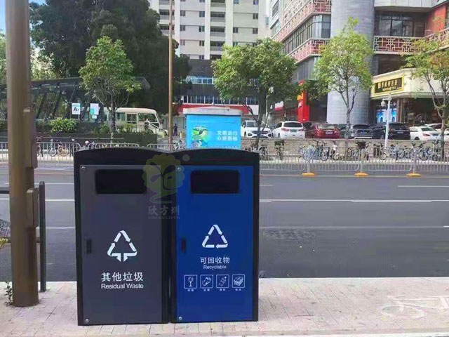 深圳福田240升两分类箱体套桶道路户外垃圾桶罩