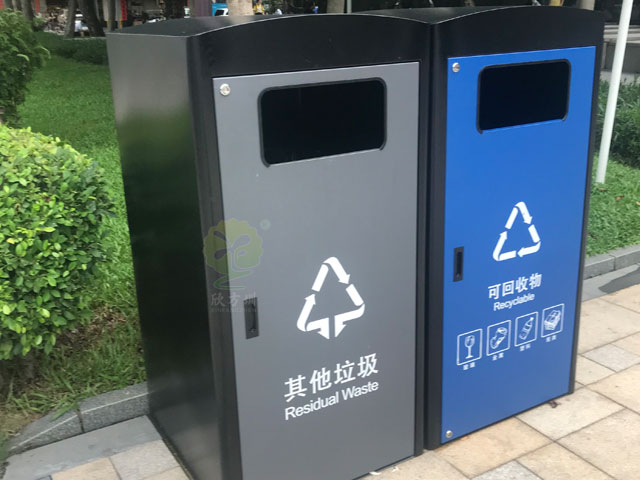 深圳福田240升两分类箱体套桶道路户外垃圾桶罩