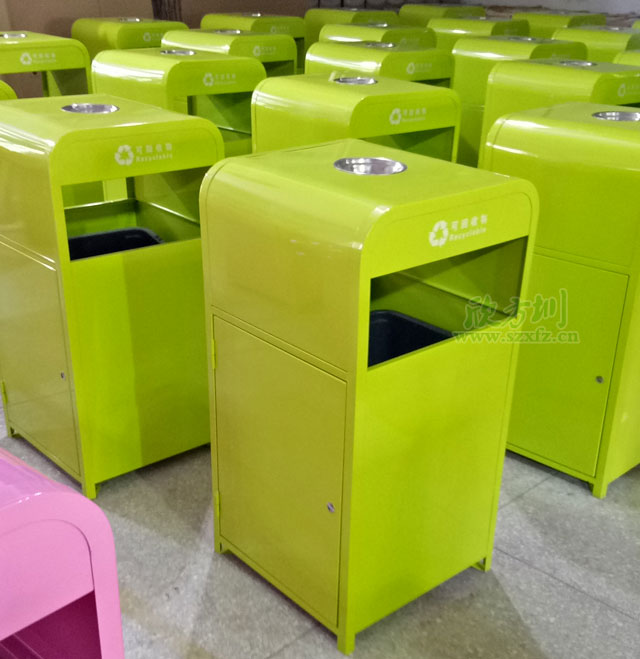 景区钢板烤漆垃圾桶—游乐园钢制喷塑垃圾桶厂家