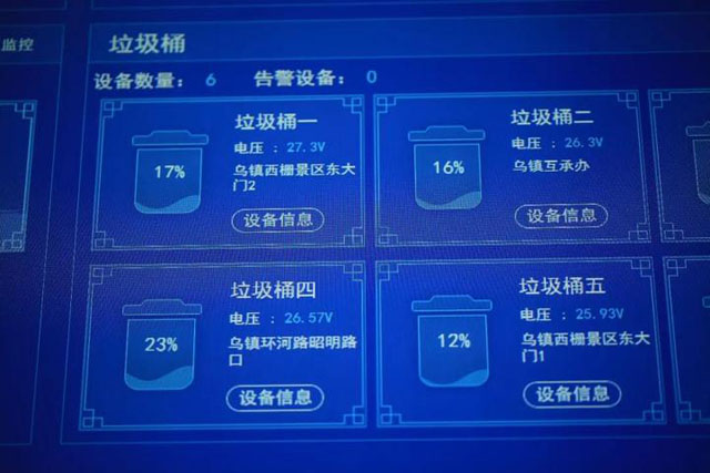 浙江乌镇智能语音垃圾桶大数据监测平台